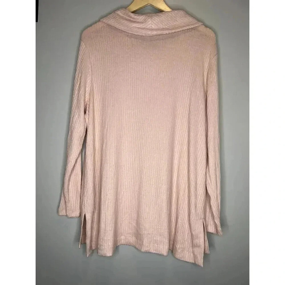 Chicos Zenergy Ribbed Sweater Soft Pink Cowl Neck Ribbed Pullover Sz. 2 / 12-14 - Picture 6 of 6